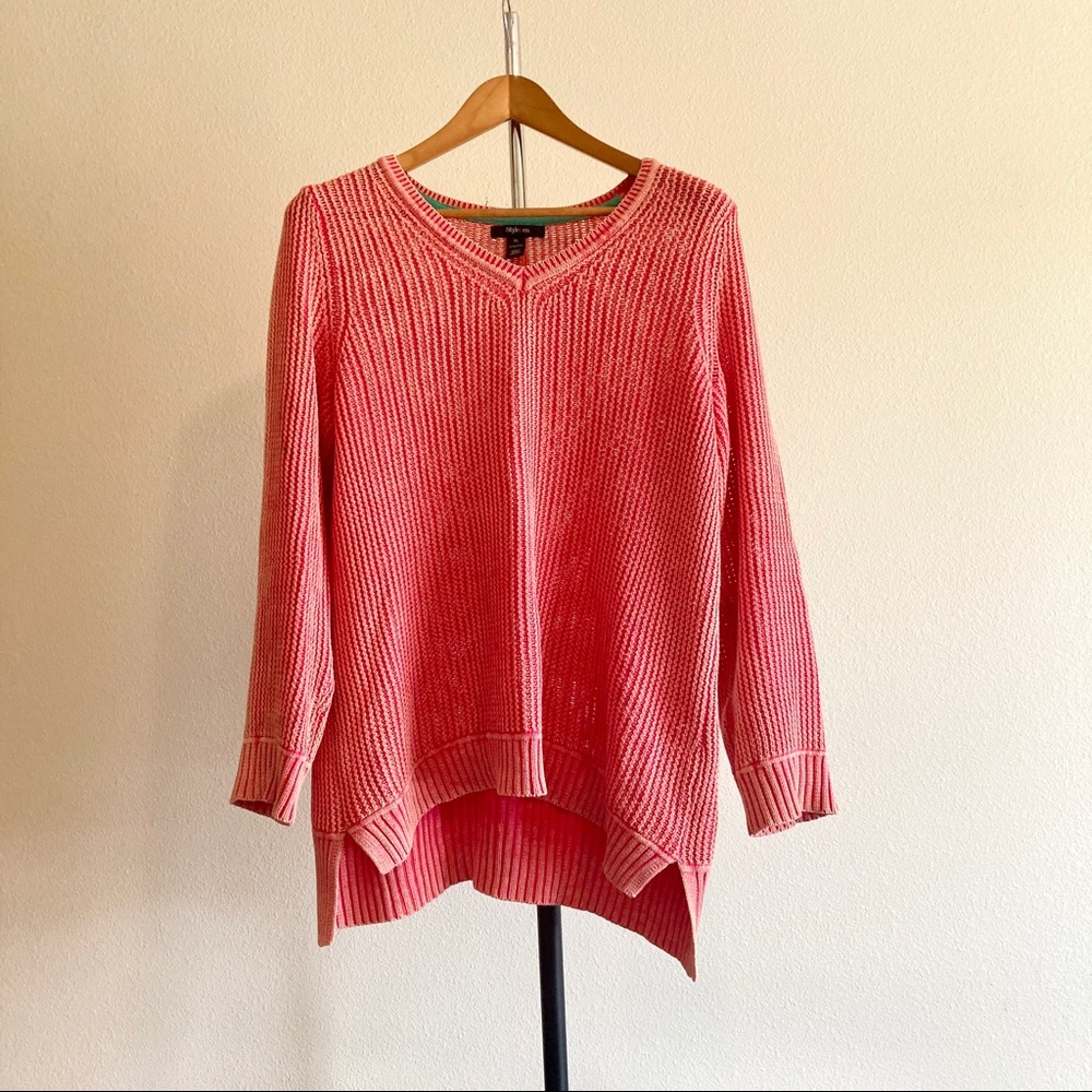 Style and Co Pink/Orange Sweater Size XL